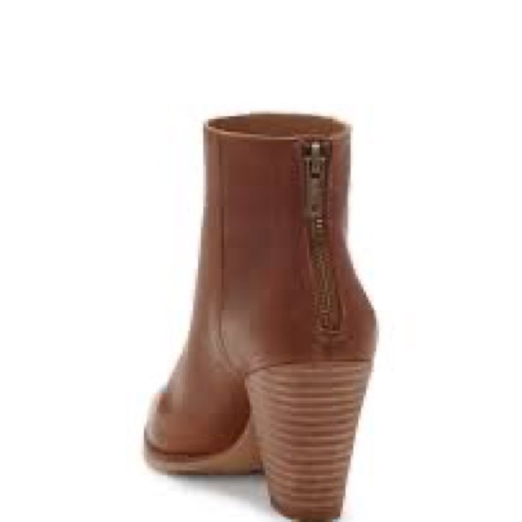 Lucky Brand Adalan Back Zip Dark Chocolate Brown Pointy Toe Block Heel Bootie - Picture 4 of 11